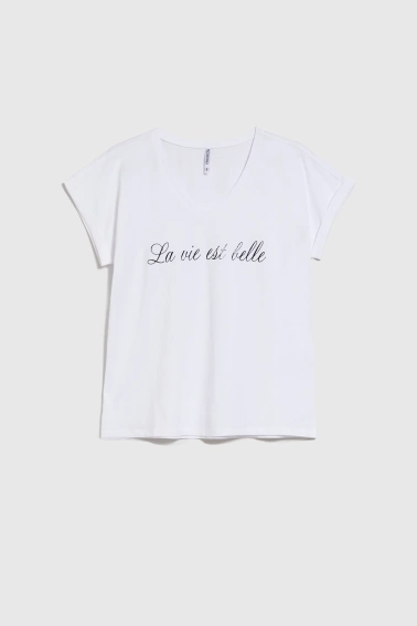 T-shirt z napisem biały