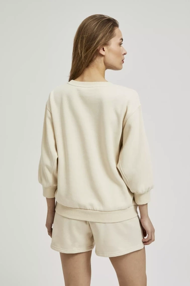 Gładka bluza z rękawami 3/4 beżowa