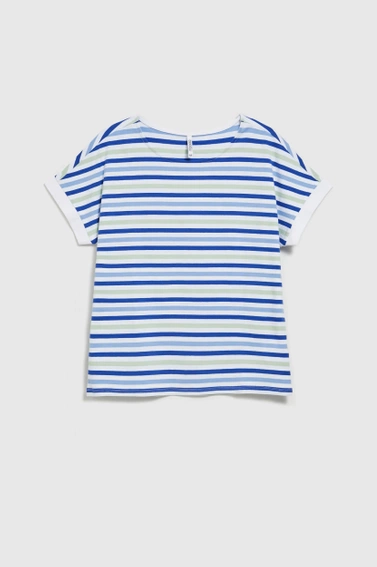 Bluzka w paski z krótkim rękawami biała