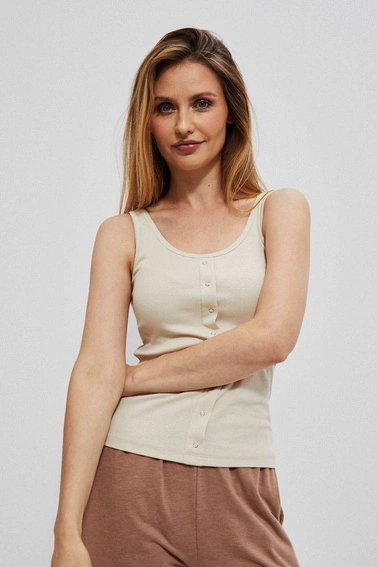 Bawełniany top na ramiączkach piaskowy