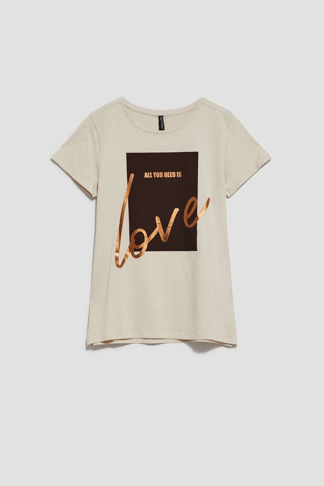 T-shirt z nadrukiem piaskowy