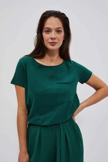 T-shirt oversize z kieszonką malahitowy