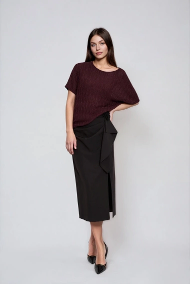 Sweter z krótkimi rękawami brązowy