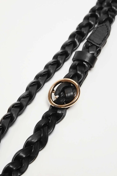 Pasek pleciony w warkocz czarny