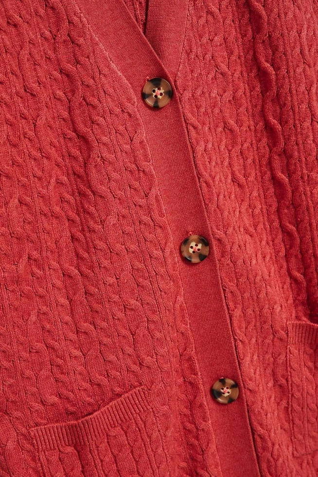 Długi kardigan malinowy