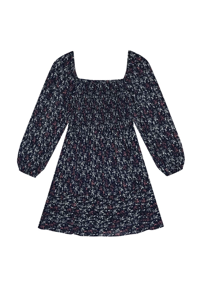 Wzorzysta sukienka granatowa