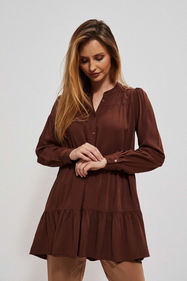 Koszula z falbaną kasztanowa