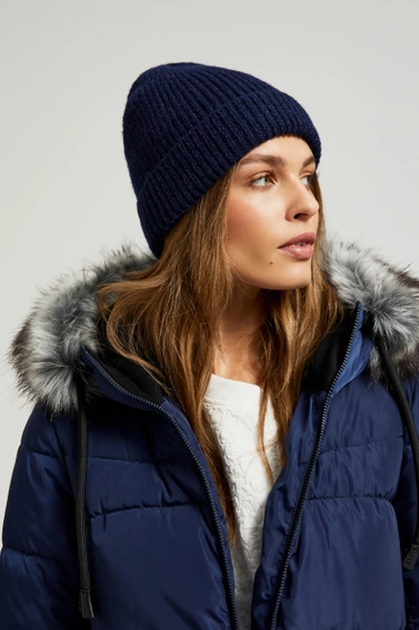 Czapka z metaliczną nitką granatowa