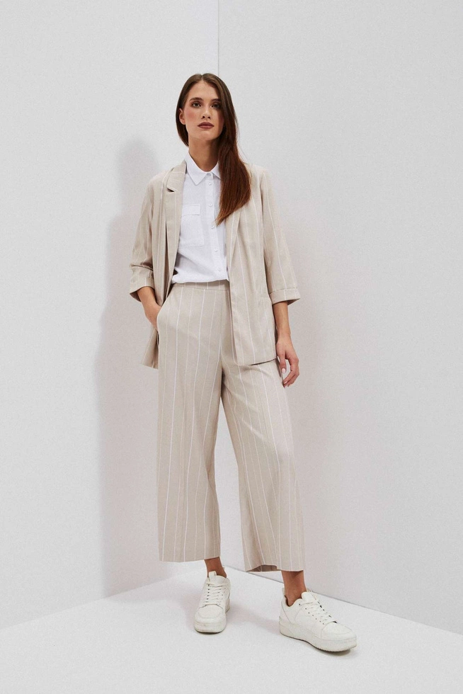 Spodnie kuloty w paski piaskowe