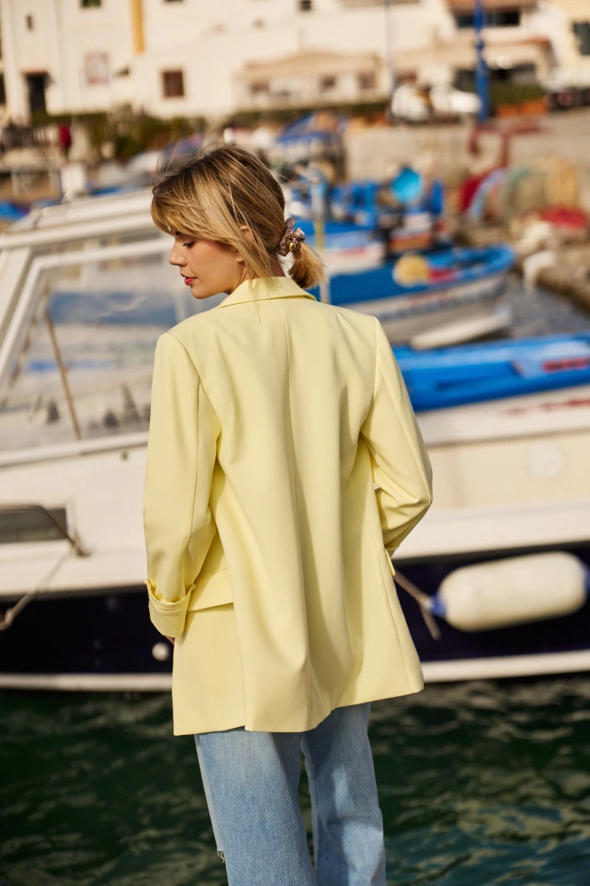 Marynarka z podwijanymi rękawami żółta