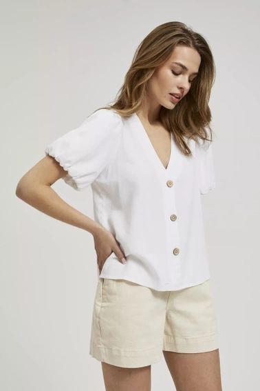 Koszula z krótkimi bufiastymi rękawami biała