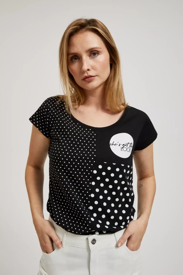 Bluzka ze wzorem kropek i krótkimi rękawami biała