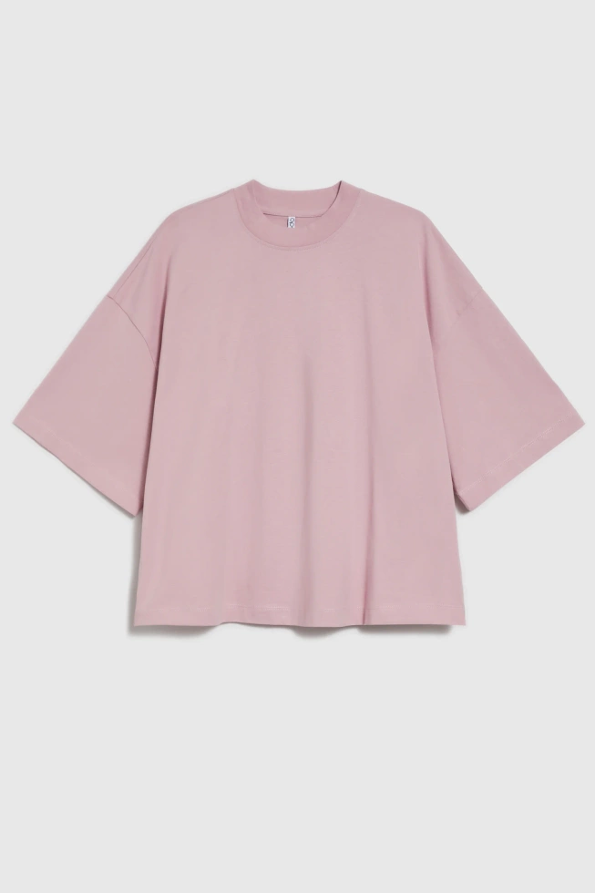 Gładka bluzka oversize różowa