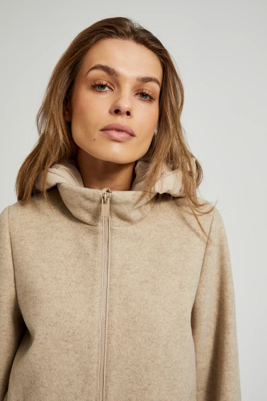 Kurtka z odpinanym kapturem beżowa