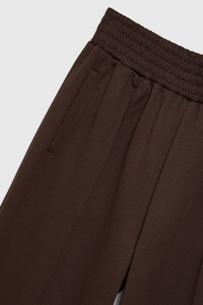 Spodnie z szerokimi nogawkami z gumą w talii brązowe
