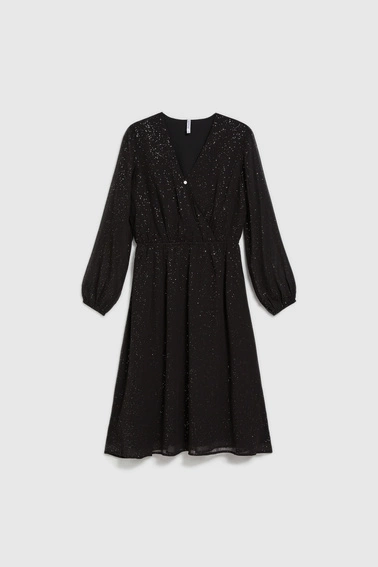 Sukienka z przezroczystymi rękawami czarna