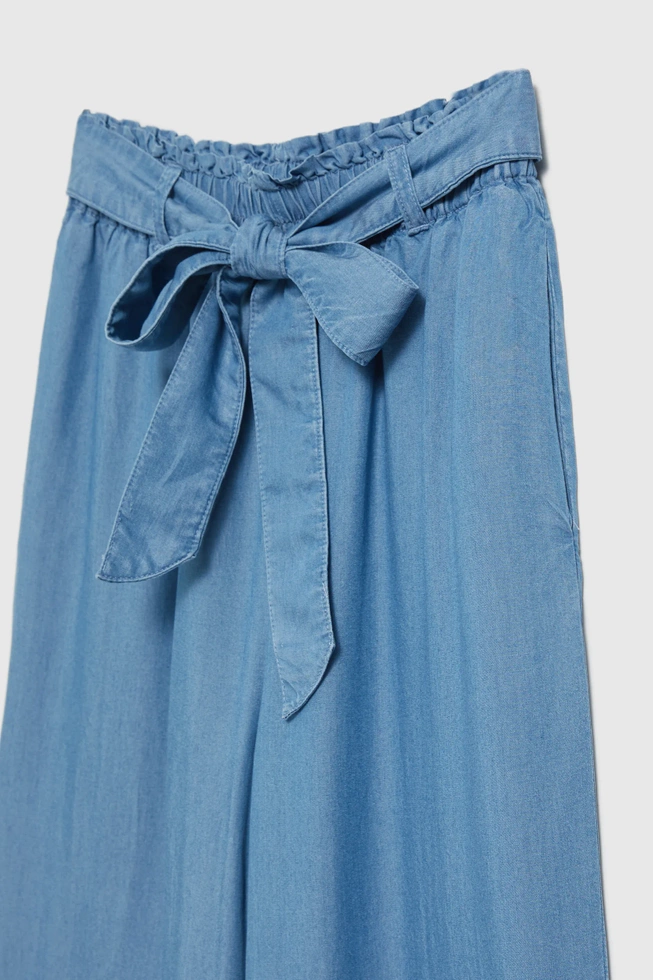 Spodnie lyocell z szerokimi nogawkami niebieskie