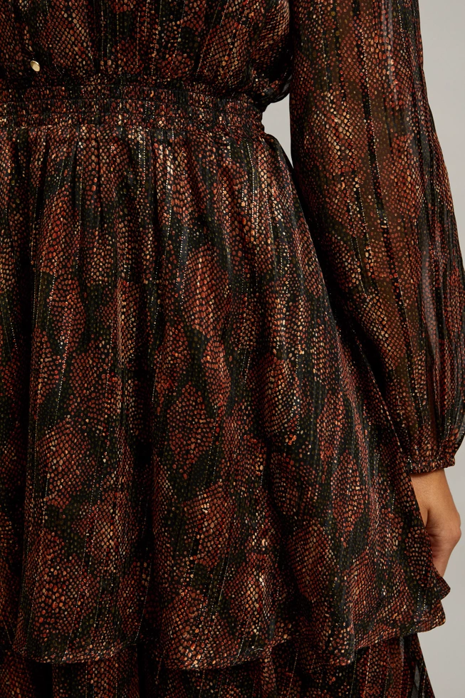 Sukienka w zwierzęcy wzór z rozkloszowanym dołem czarna