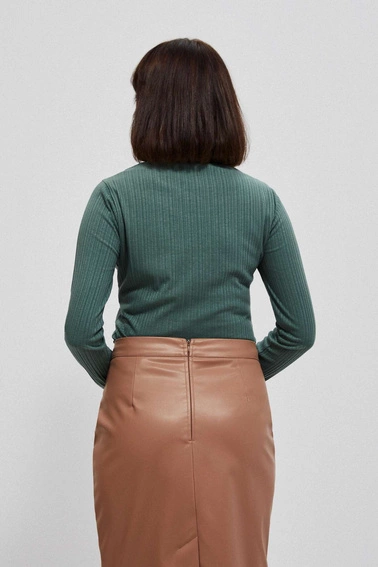 Bluzka z prążkowanej dzianiny oliwkowa