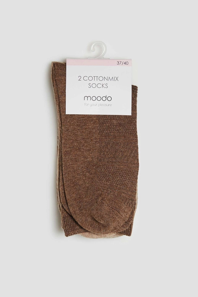 2 pack bawełnianych skarpet brązowy, beżowy