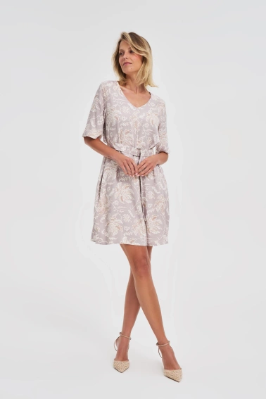 Wiskozowa sukienka z paskiem różowa