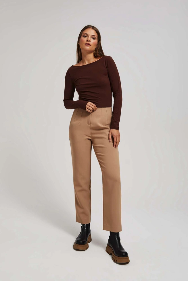 Spodnie z prostą nogawką ciemnobeżowe