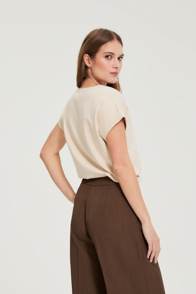 Bluzka z napisem beżowa