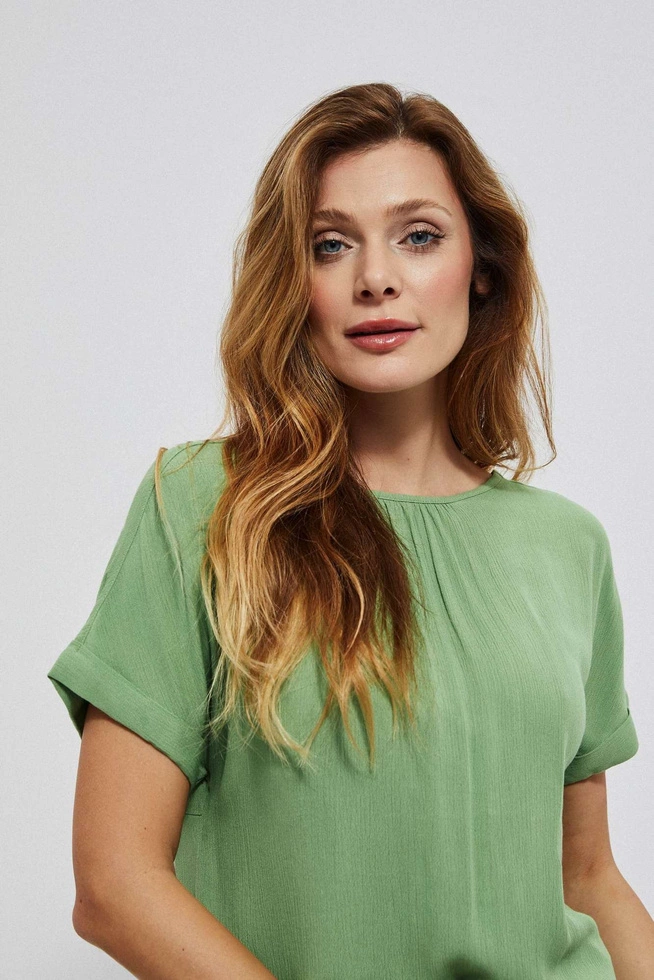 Bluzka koszulowa z wiskozy malahitowa