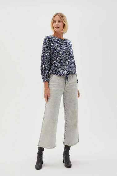 Wiskozowa koszula z wzorem paisley granatowa