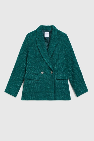 Marynarka w tweedowym stylu szmaragdowa