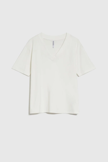 T-shirt z dekoltem w serek biały