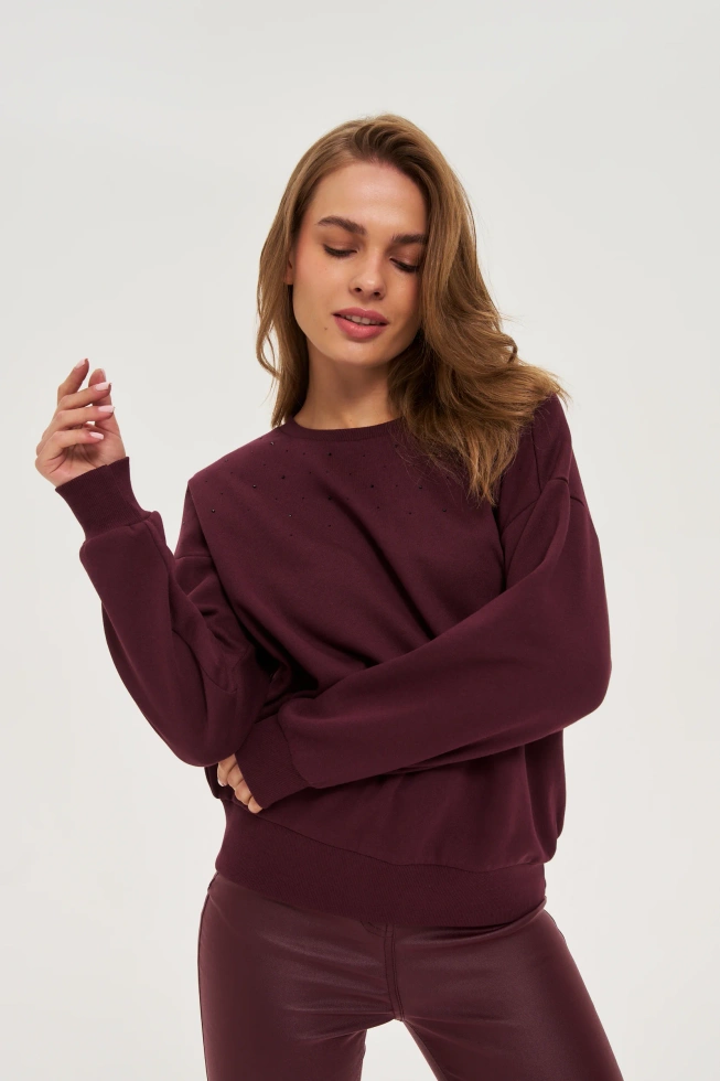 Bluza z dżetami burgundowa