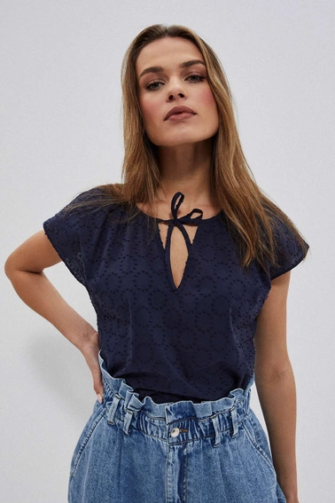 Bawełniana bluzka koszulowa granatowa