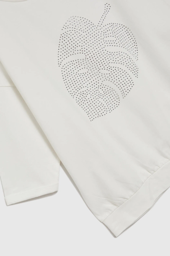 Bawełniana bluza z rękawami 3/4 biała