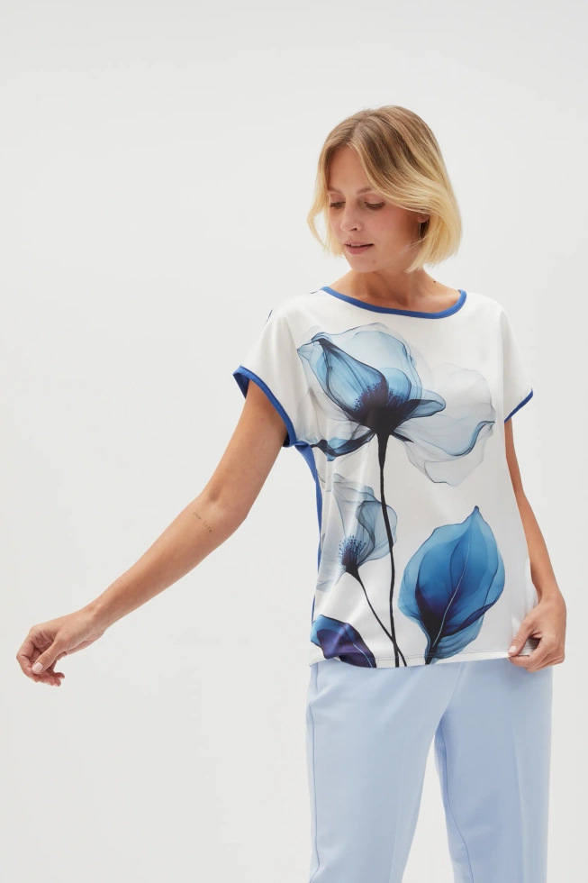 Bluzka z nadrukiem błękitna