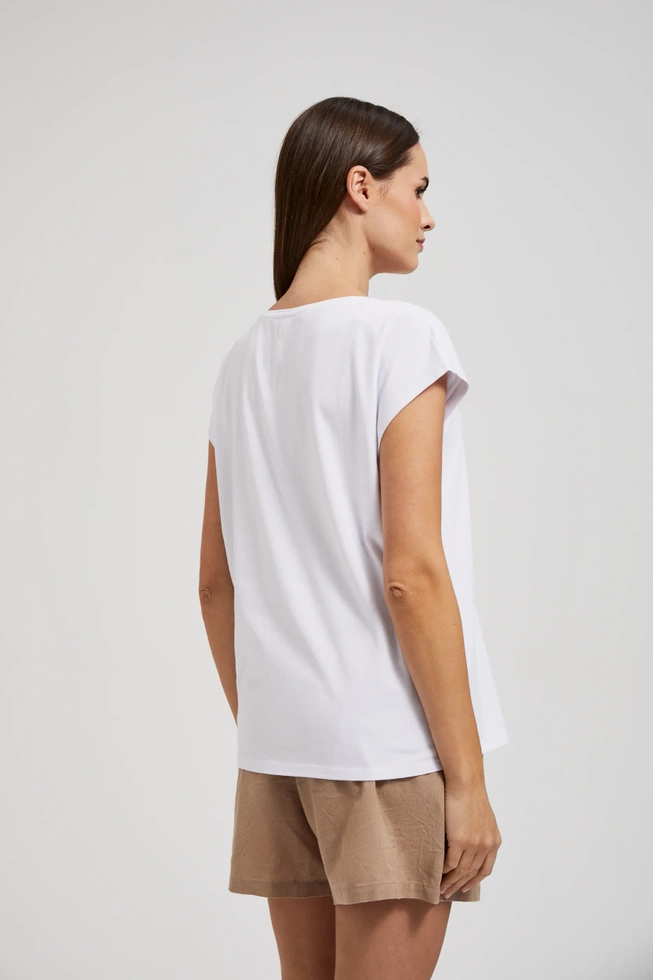 Bluzka z napisem i nadrukiem biała