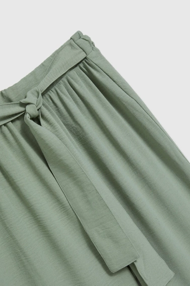 Spodnie kuloty z wiązaniem oliwkowe