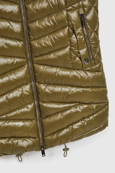 Pikowana kamizelka zapinana na zamek oliwkowa