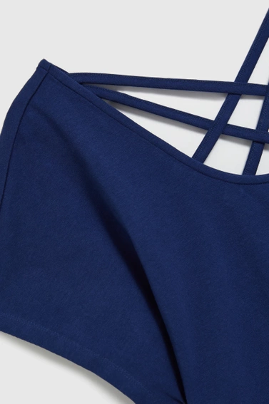 Bluzka z dekoltem na plecach granatowa