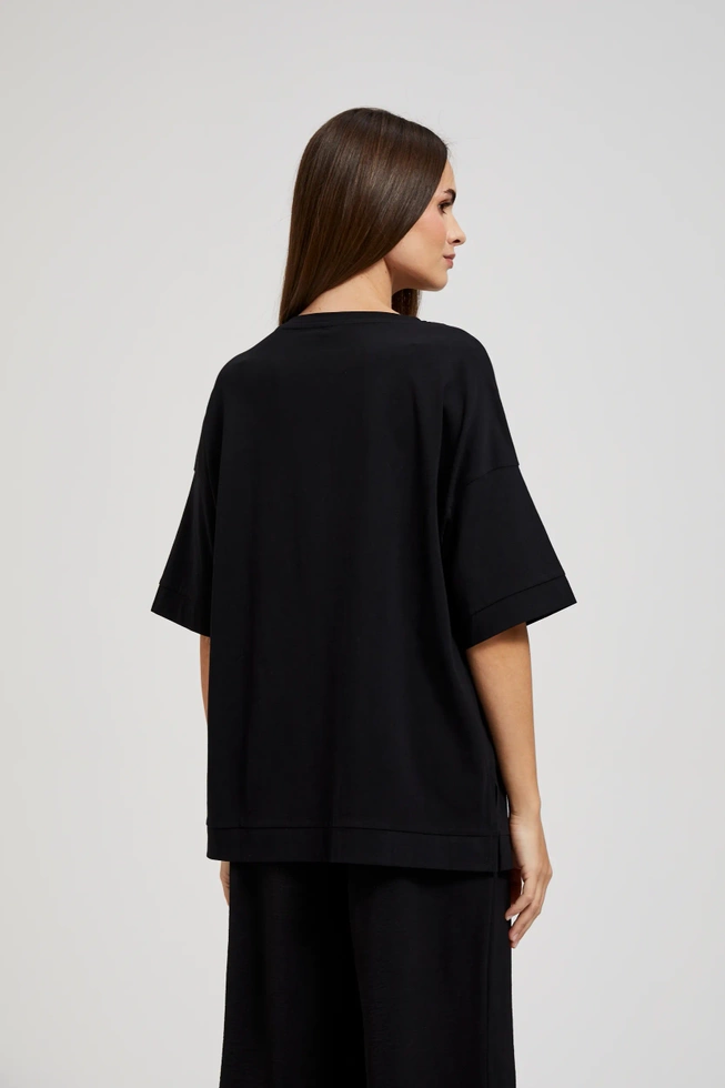 Bluzka oversize z krótkimi rękawami czarna