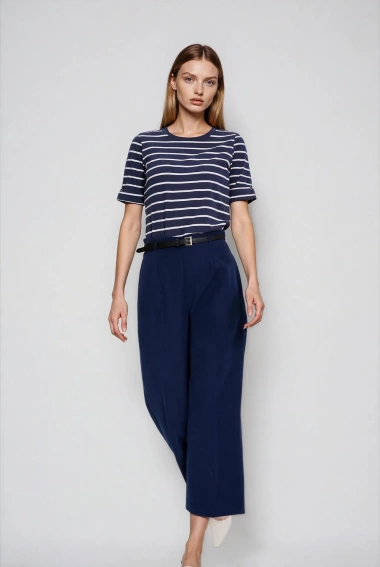 Bawełniana bluzka w paski granatowa