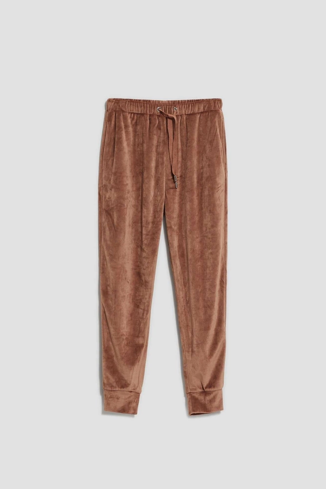 Welurowe spodnie dresowe kawowe