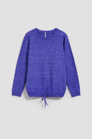 Sweter z wiązaniem fioletowy