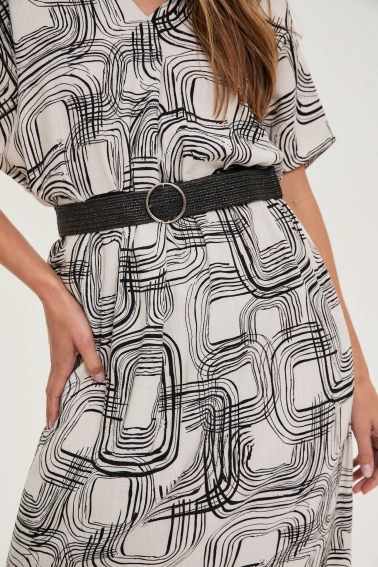 Wiskozowo-lniana sukienka biała 