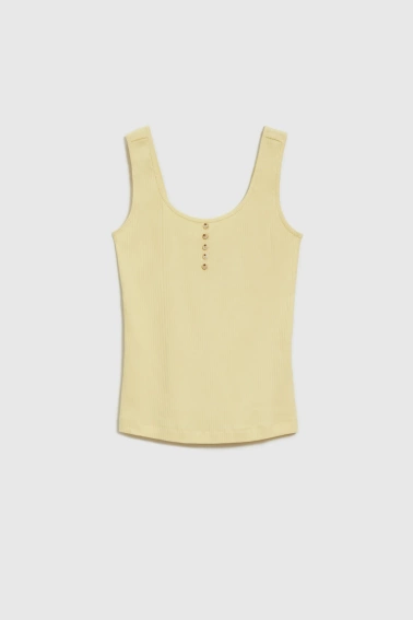 Prążkowany top z guzikami żółty