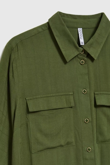 Koszula z kieszeniami i długimi rękawami khaki
