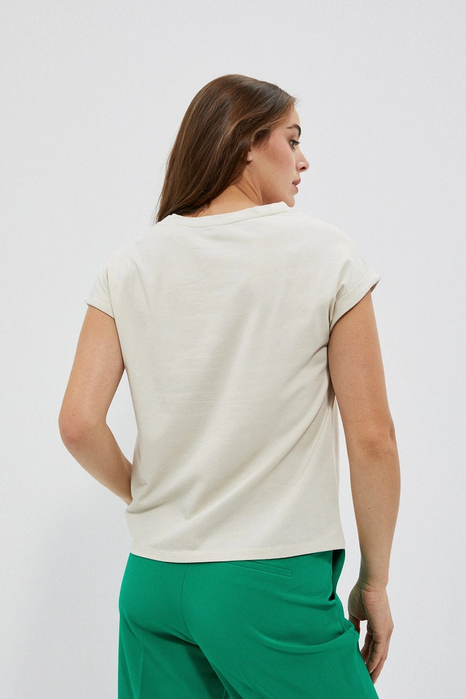 Bawełniany t-shirt z napisem piaskowy