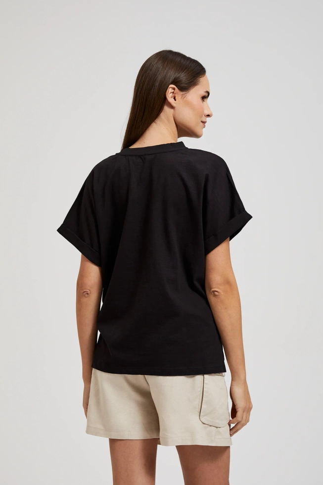 Bawełniana bluzka z guzikami czarna