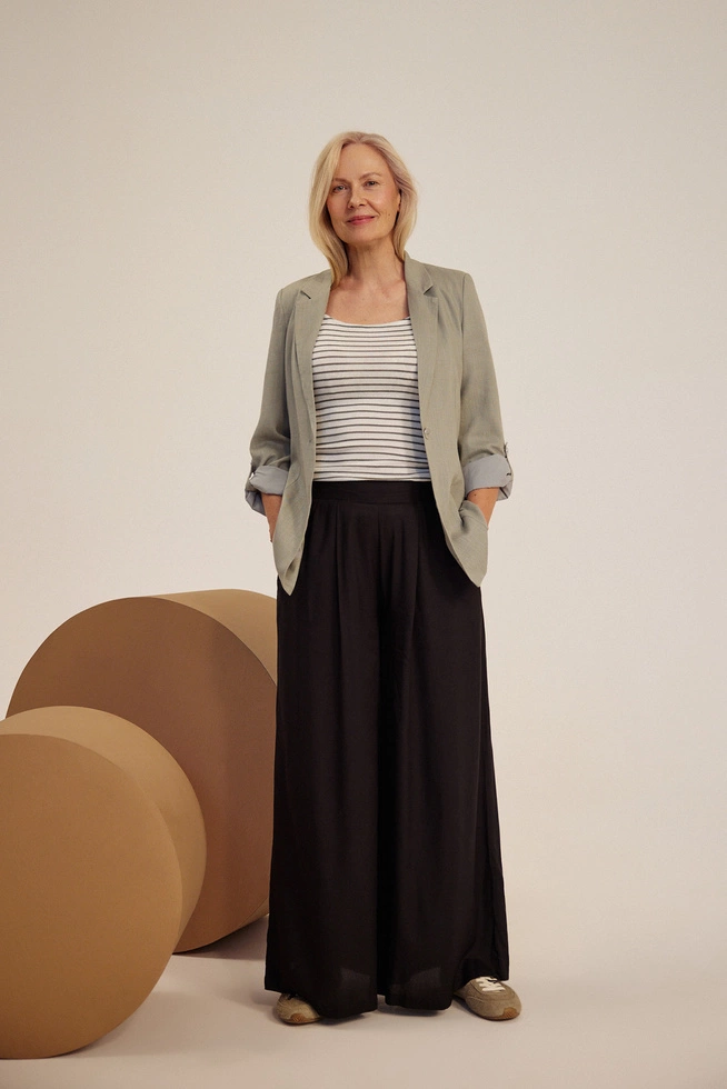 Wiskozowe spodnie z szerokimi nogawkami czarne