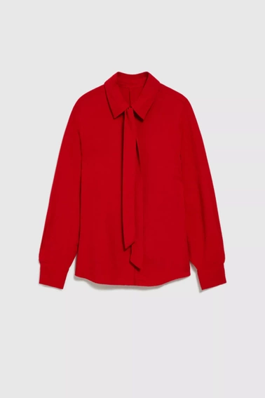 Koszula z wiązanym dekoltem czerwona